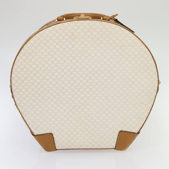 CELINE Macadam Canvas Hat Case Trunk Pvc Leather White - Picture 6 of 13